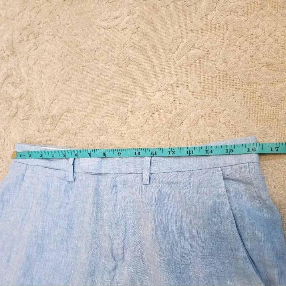 J.Crew Bowery Slim Fit, Baird McNutt Irish Linen Pants (Men’s 30x30 Blue) Preppy